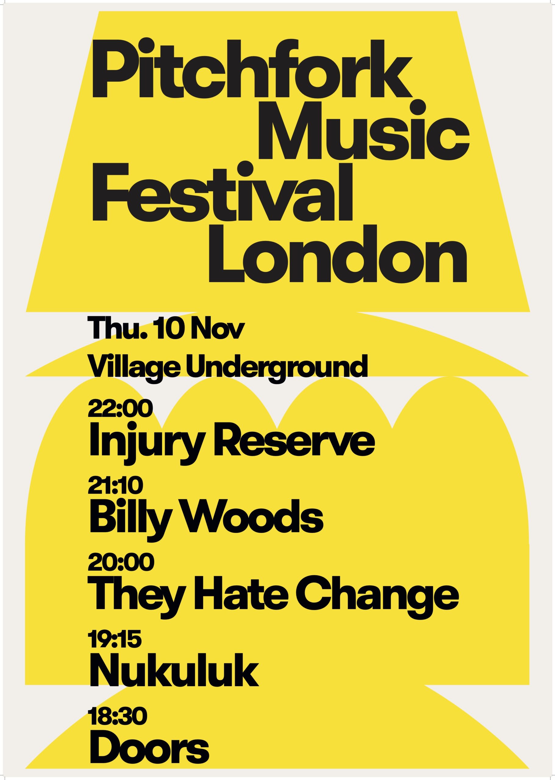 Event timings Pitchfork Music Festival London