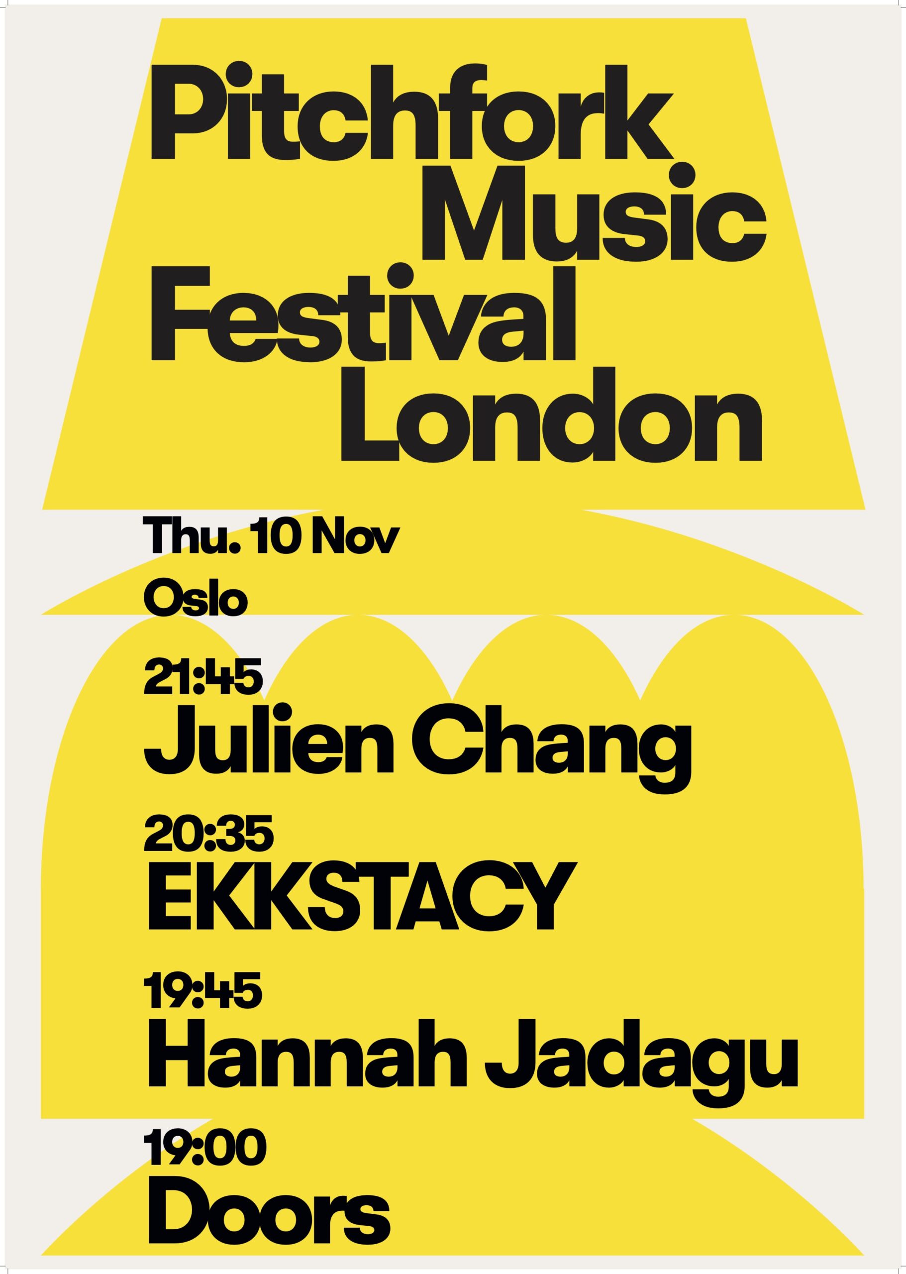 Event timings Pitchfork Music Festival London